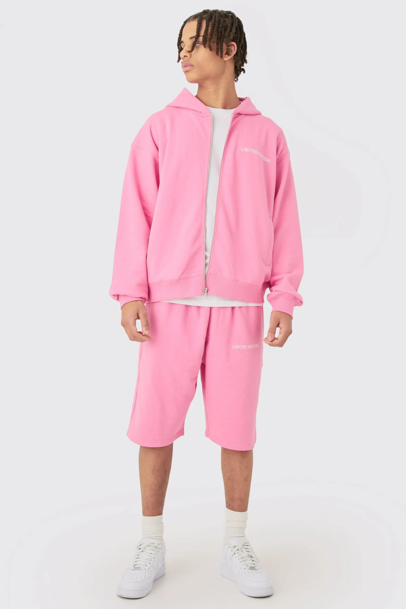 boohooMAN Oversized Boxy Zip Through Hooded Short Tracksuit | UK| Tracksuits