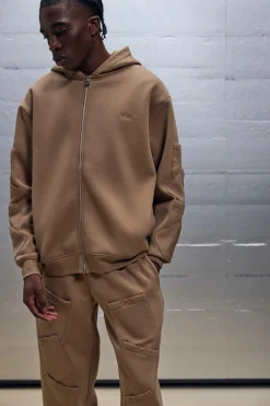 boohooMAN Oversized Boxy Zip Through Pocket Detail Hooded Tracksuit | UK| Tracksuits
