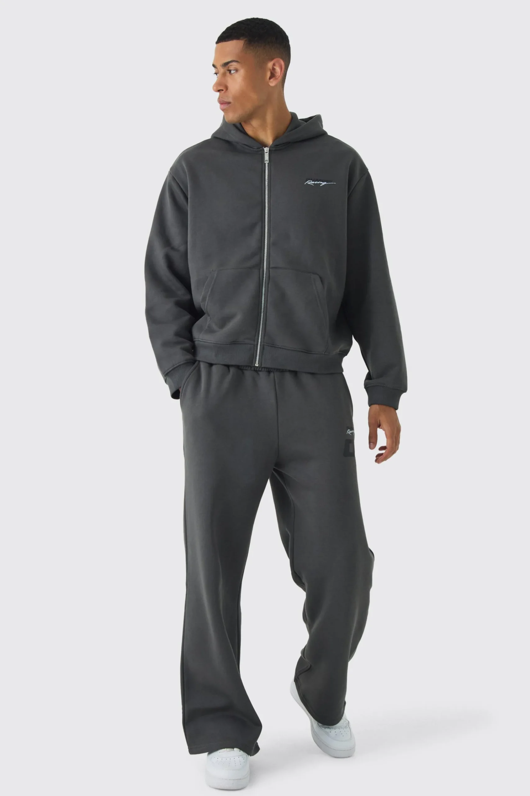 boohooMAN Oversized Boxy Zip Through Moto And Jogger Print Tracksuit | UK| Tracksuits