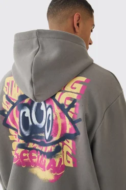 boohooMAN Oversized Boxy Zip Through Smiley Graphic Hooded Tracksuit | UK| Tracksuits