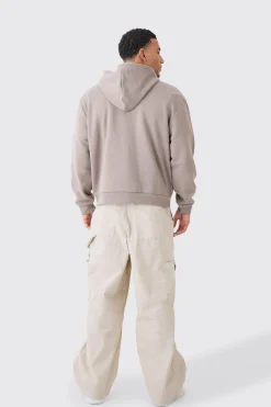 boohooMAN Oversized Boxy Zip Thru Borg Applique Hoodie | UK| Hoodies & Sweatshirts