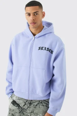 boohooMAN Oversized Boxy Zip Thru Gothic Season Hoodie | UK| Hoodies & Sweatshirts