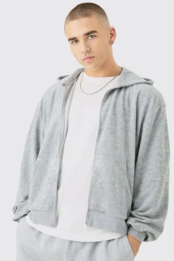 boohooMAN Oversized Boxy Zip Towelling Hoodie | UK| Hoodies & Sweatshirts