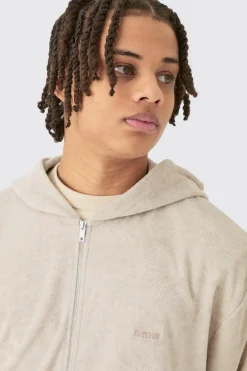 boohooMAN Oversized Boxy Zip Towelling Edition Hoodie | UK| Hoodies & Sweatshirts