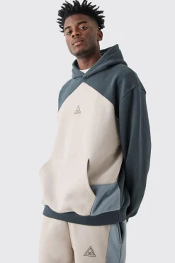 boohooMAN Oversized Branded Colour Block Relaxed Fit Hooded Tracksuit | UK| Tracksuits