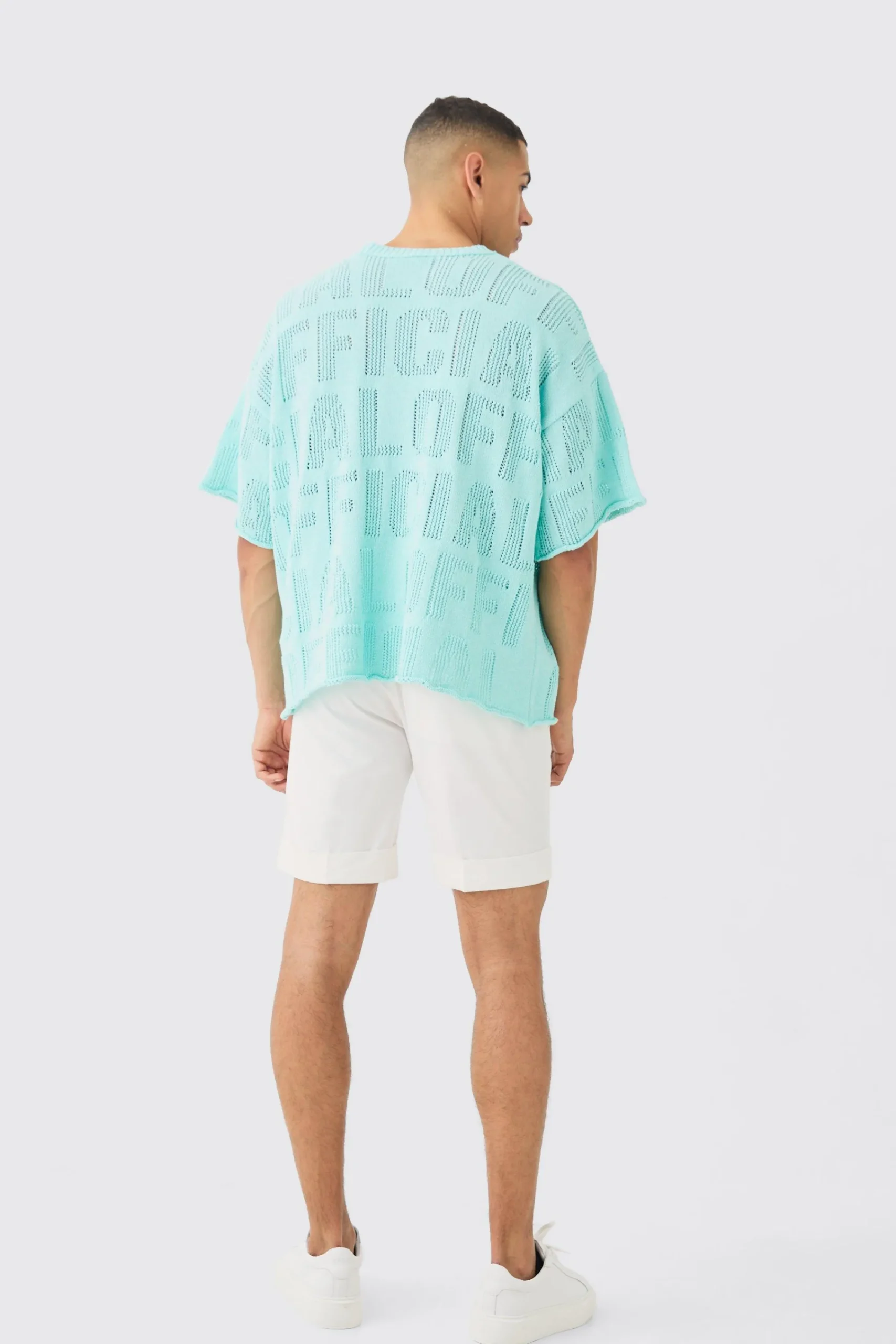 Oversized Branded Open Stitch T-shirt In | UK^boohooMAN Outlet