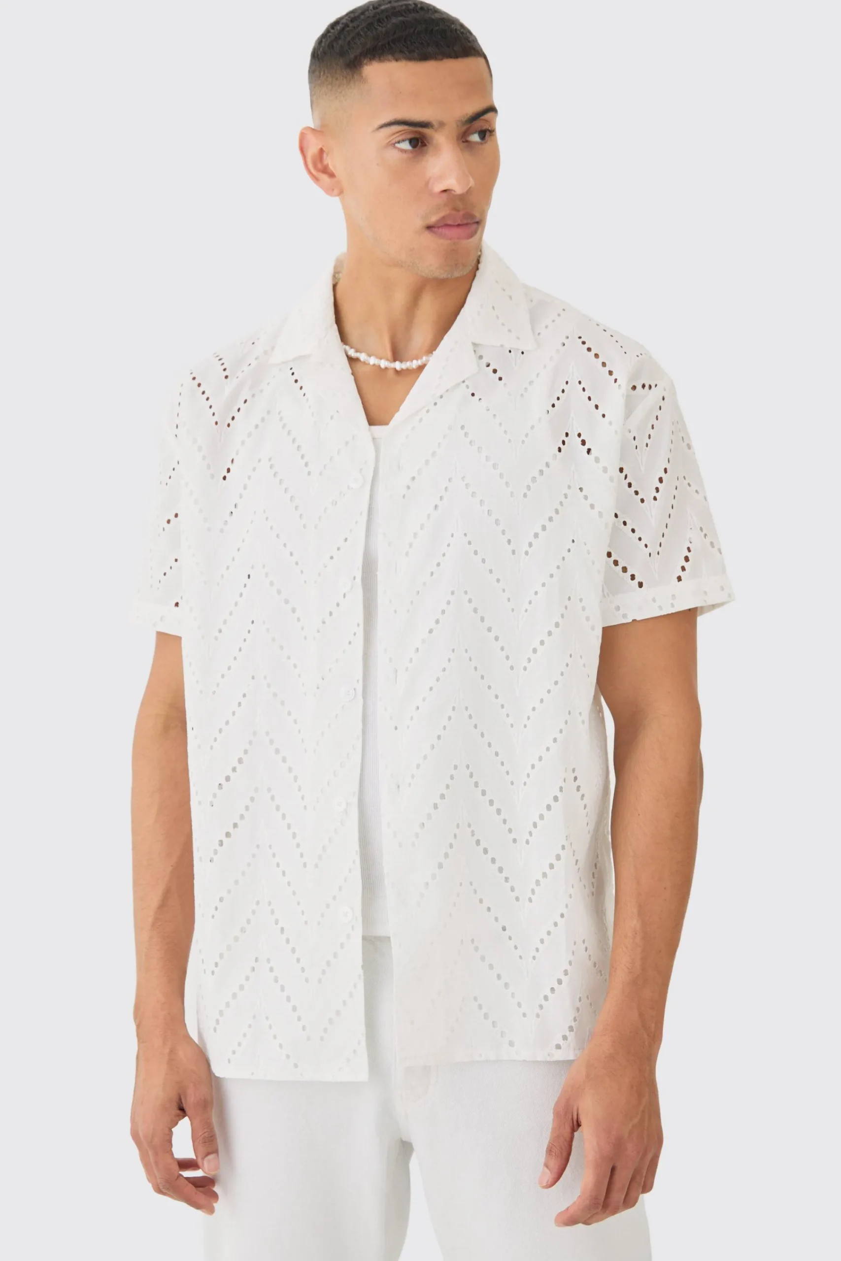 boohooMAN Oversized Broderie Shirt | UK| Shirts