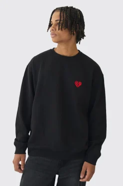 boohooMAN Oversized Broken Heart Sweatshirt | UK| Hoodies & Sweatshirts