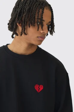 boohooMAN Oversized Broken Heart Sweatshirt | UK| Hoodies & Sweatshirts