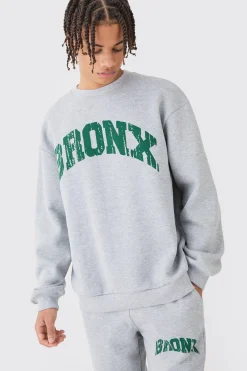 boohooMAN Oversized Bronx Varsity Sweatshirt Tracksuit | UK| Tracksuits