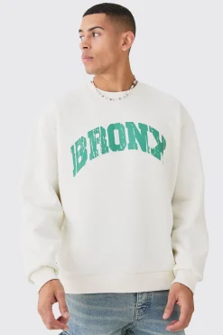 boohooMAN Oversized Bronx Varsity Sweatshirt | UK| Hoodies & Sweatshirts