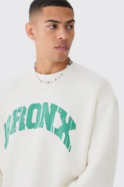 boohooMAN Oversized Bronx Varsity Sweatshirt | UK| Hoodies & Sweatshirts