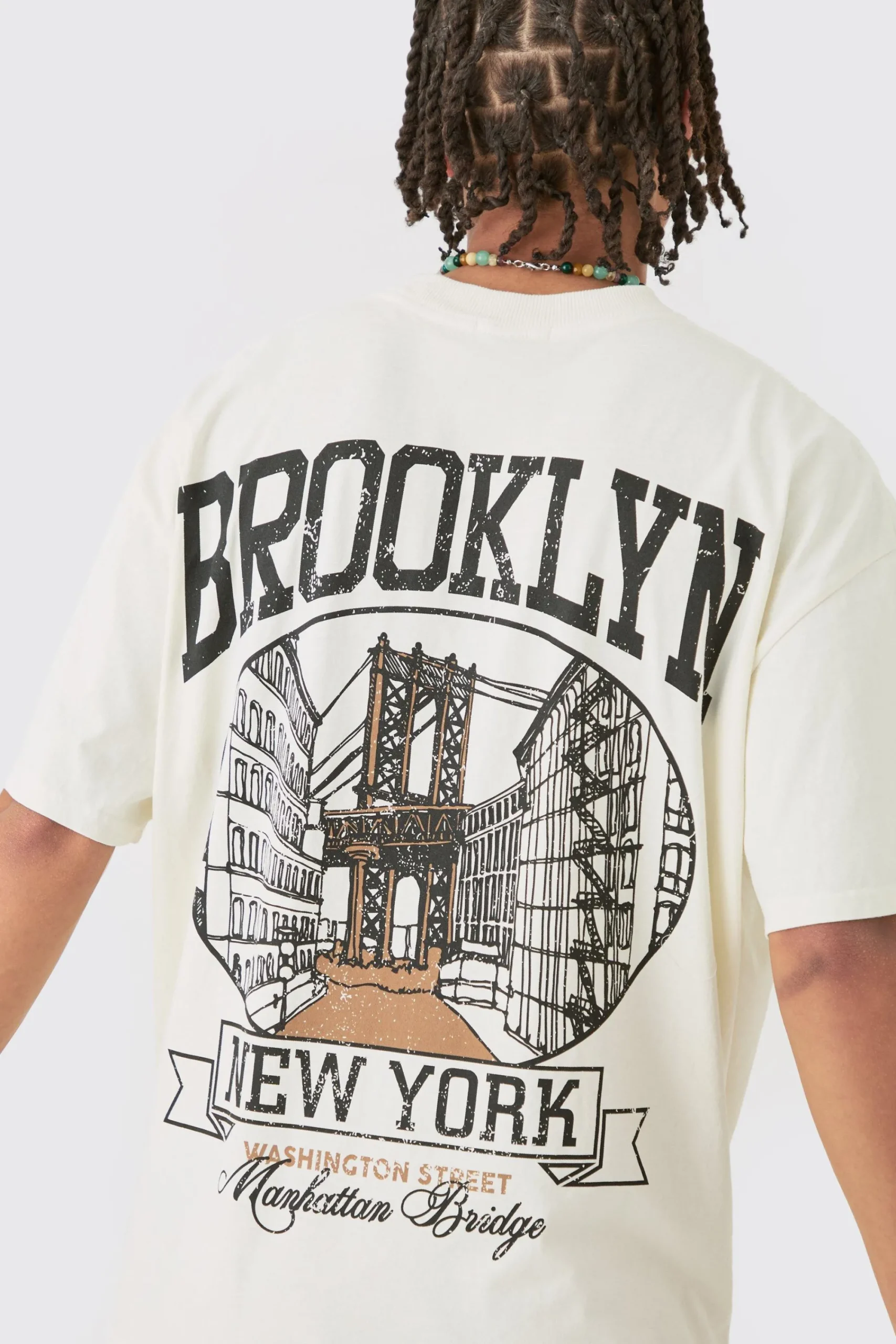 Oversized Brooklyn Stencil Washed Back Print T-shirt | UK^boohooMAN Discount