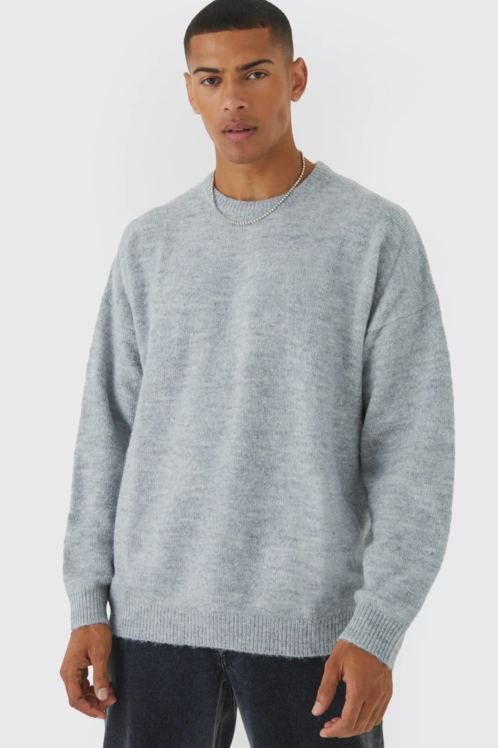 boohooMAN Oversized Brushed Yarn Crew Neck Jumper | UK| Knitwear