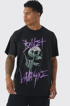 Oversized Bullet For My Valentine License Print T-Shirt | UK^boohooMAN Outlet
