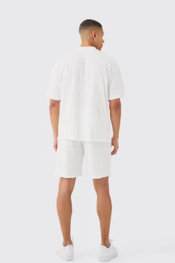 Oversized Burnout Towelling Jacquard T-shirt | UK^boohooMAN New