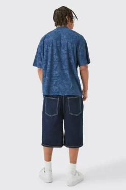 Oversized Burnout Towelling Jacquard T-shirt | UK^boohooMAN Outlet