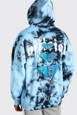boohooMAN Oversized Butterfly Back Print Tie Dye Hoodie | UK| Hoodies & Sweatshirts
