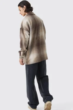 boohooMAN Oversized Button Up Ombre Check Overshirt | UK| Shirts