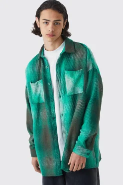 boohooMAN Oversized Button Up Ombre Check Overshirt | UK| Shirts