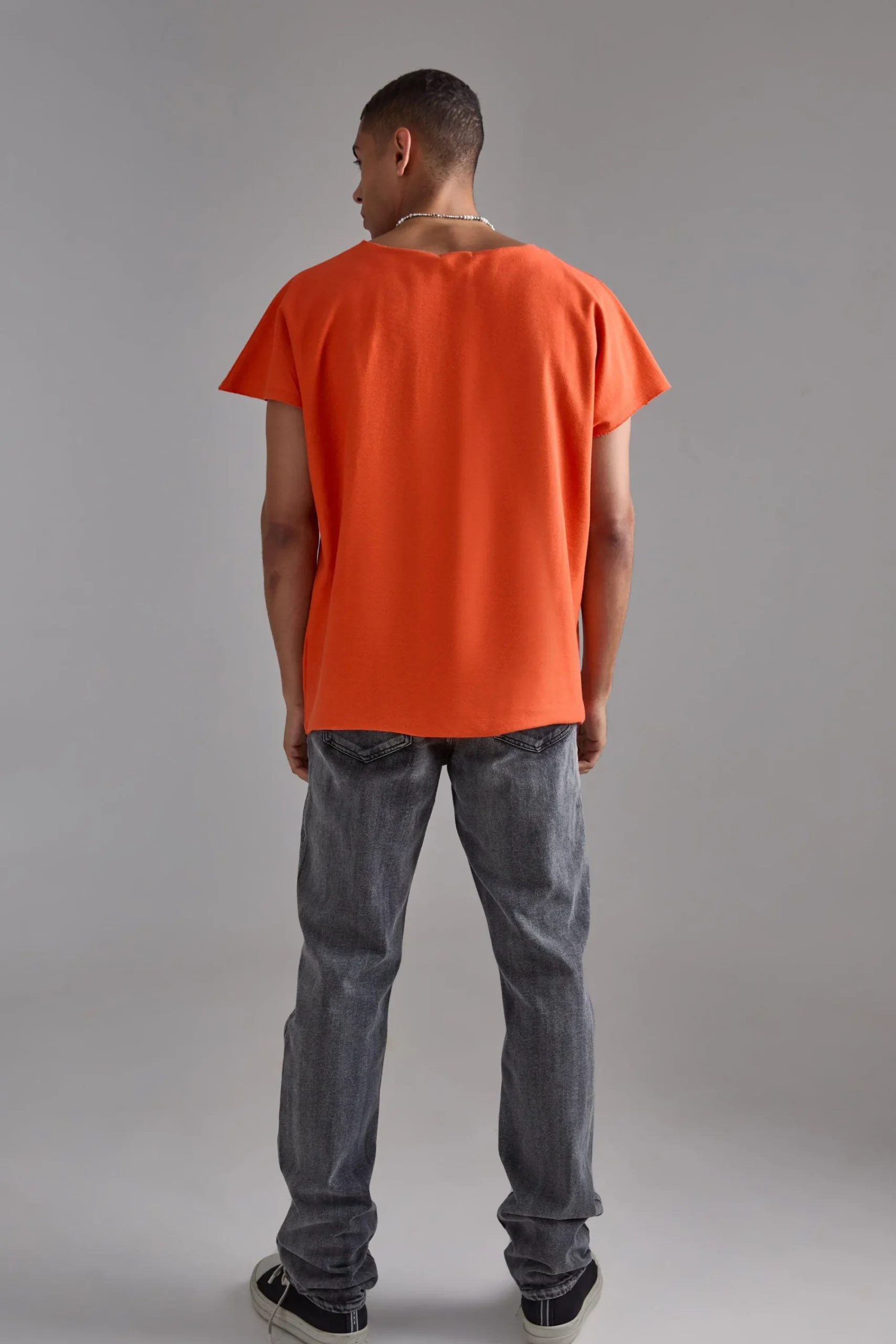 Oversized Cap Sleeve Slash Neck Loopback T-shirt | UK^boohooMAN Clearance