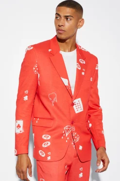 boohooMAN Oversized Card Print Suit | UK| Suits & Tailoring