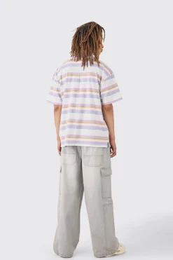 Oversized Carded Heavy Striped OFCL T-shirt | UK^boohooMAN Sale