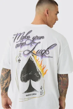 Oversized Cards Back Print T-Shirt | UK^boohooMAN Best