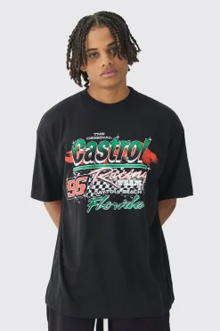 Oversized Castrol GTX License Print T-Shirt | UK^boohooMAN Outlet