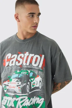 Oversized Castrol GTX Wash License Print T-Shirt | UK^boohooMAN Best