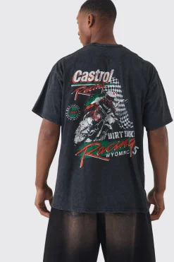 Oversized Castrol Racing Wash License T-shirt | UK^boohooMAN Clearance