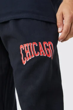 boohooMAN Oversized Chicago Varsity Jogger | UK| Trousers|Joggers