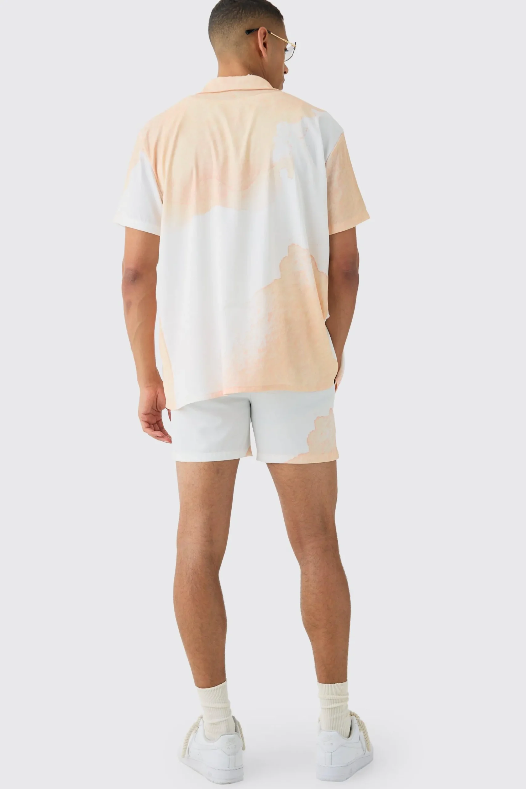 boohooMAN Oversized Cloud Short Sleeve Satin Shirt & Short Set | UK| Sets & Co-Ords
