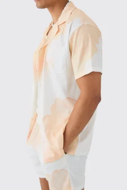 boohooMAN Oversized Cloud Short Sleeve Satin Shirt & Short Set | UK| Sets & Co-Ords