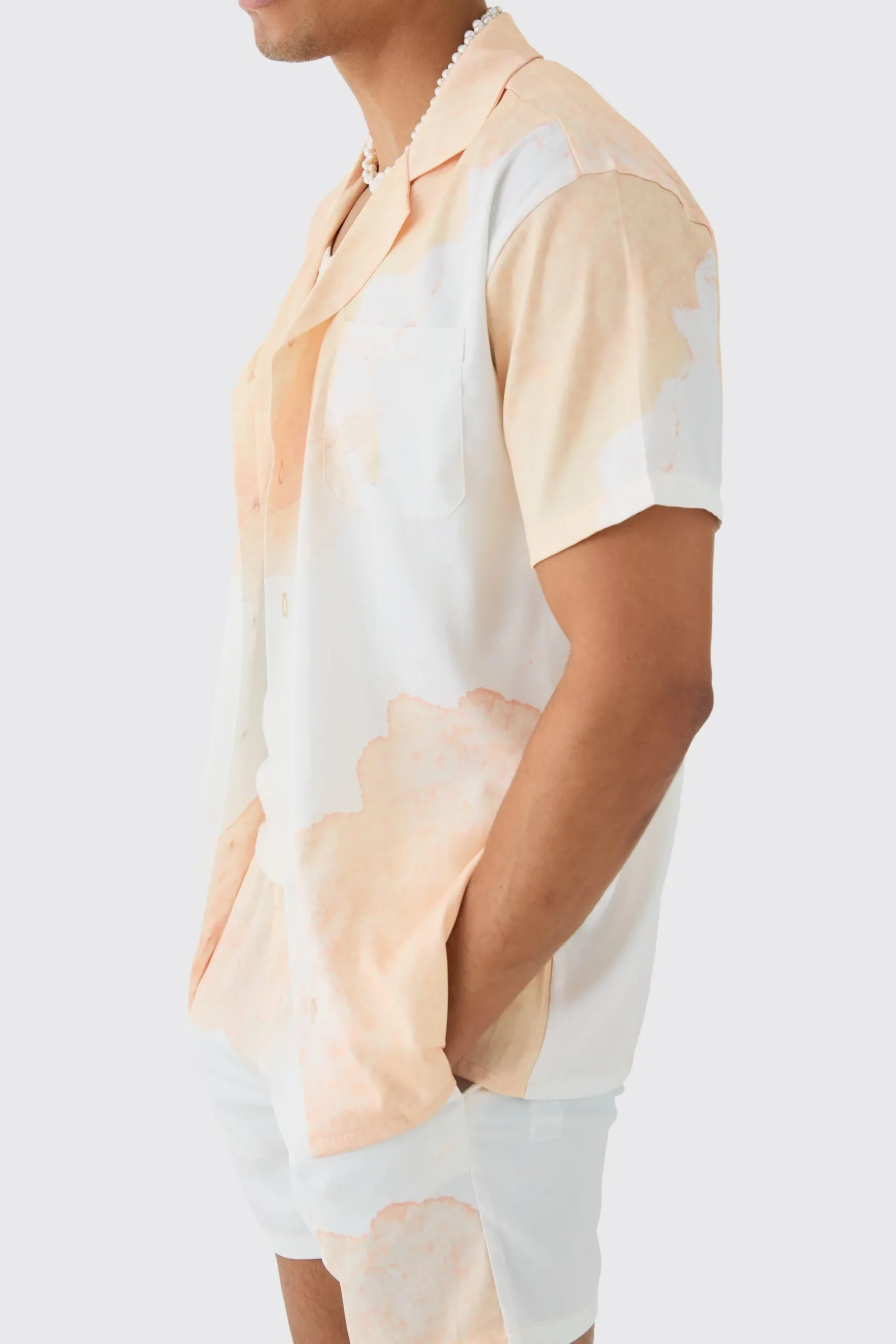 boohooMAN Oversized Cloud Short Sleeve Satin Shirt & Short Set | UK| Sets & Co-Ords