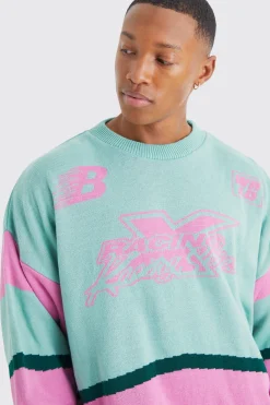 boohooMAN Oversized Colour Block Moto Jumper | UK| Knitwear