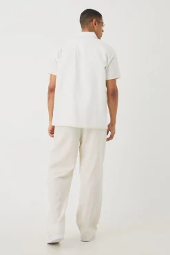 boohooMAN Oversized Concealed Placket Tonal Embroidery Shirt | UK| Shirts