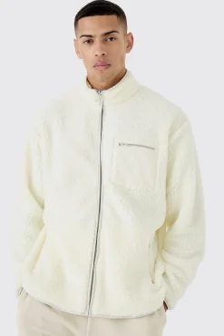 boohooMAN Oversized Contrast Borg Jacket | UK| Coats & Jackets