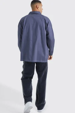 boohooMAN Oversized Contrast Stitch Twill Overshirt | UK| Shirts