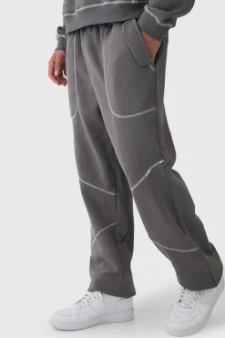 boohooMAN Oversized Contrast Stitch Seam Detail Jogger | UK| Trousers|Joggers