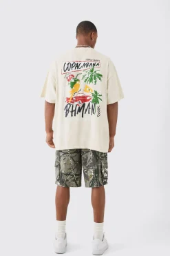 Oversized Copacabana Printed Back Print T-shirt | UK^boohooMAN Online