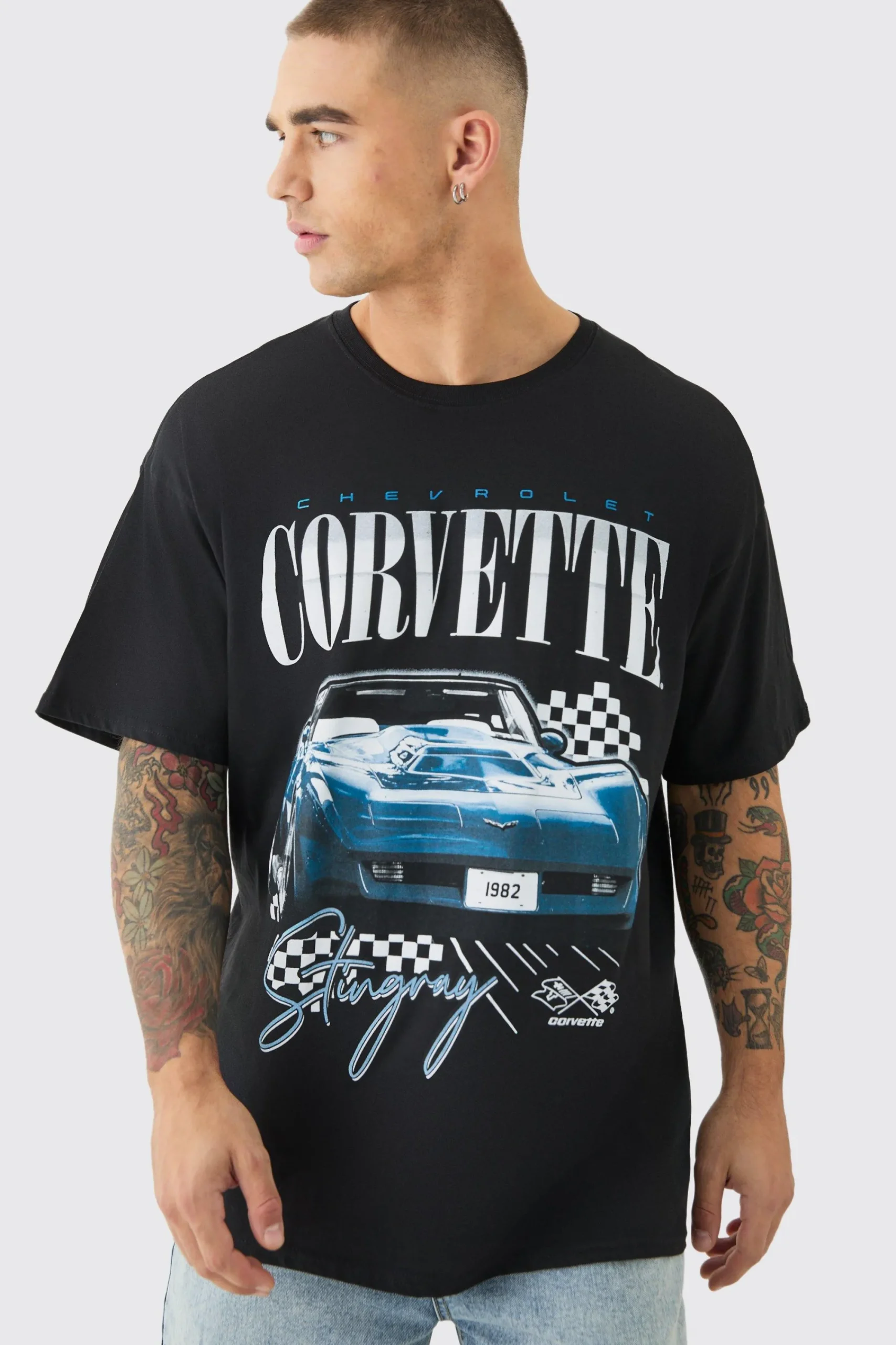 Oversized Corvette License T-shirt | UK^boohooMAN Hot
