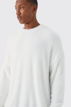 boohooMAN Oversized Crew Neck Fluffy Knitted Jumper | UK| Knitwear