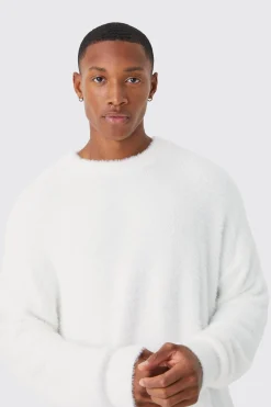 boohooMAN Oversized Crew Neck Fluffy Knitted Jumper | UK| Knitwear