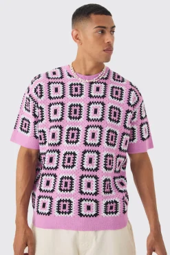 Oversized Crochet Knit T-shirt | UK^boohooMAN New