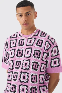 Oversized Crochet Knit T-shirt | UK^boohooMAN New