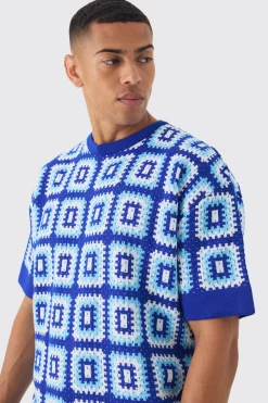 Oversized Crochet Knit T-shirt | UK^boohooMAN Clearance