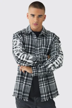boohooMAN Oversized Cross Patchwork Check Long Sleeve Shirt | UK| Shirts