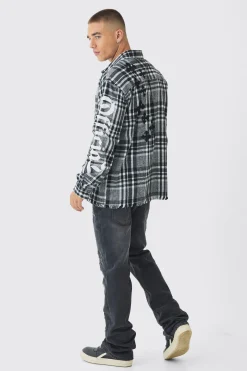 boohooMAN Oversized Cross Patchwork Check Long Sleeve Shirt | UK| Shirts