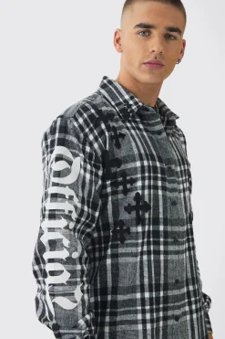boohooMAN Oversized Cross Patchwork Check Long Sleeve Shirt | UK| Shirts